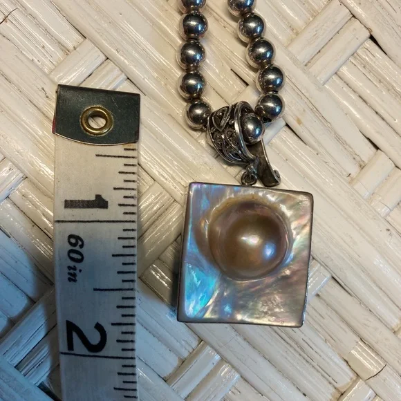 Vintage Silver Bead Shell/Pearl Necklace - Picture 9 of 9